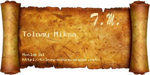 Tolnay Miksa névjegykártya